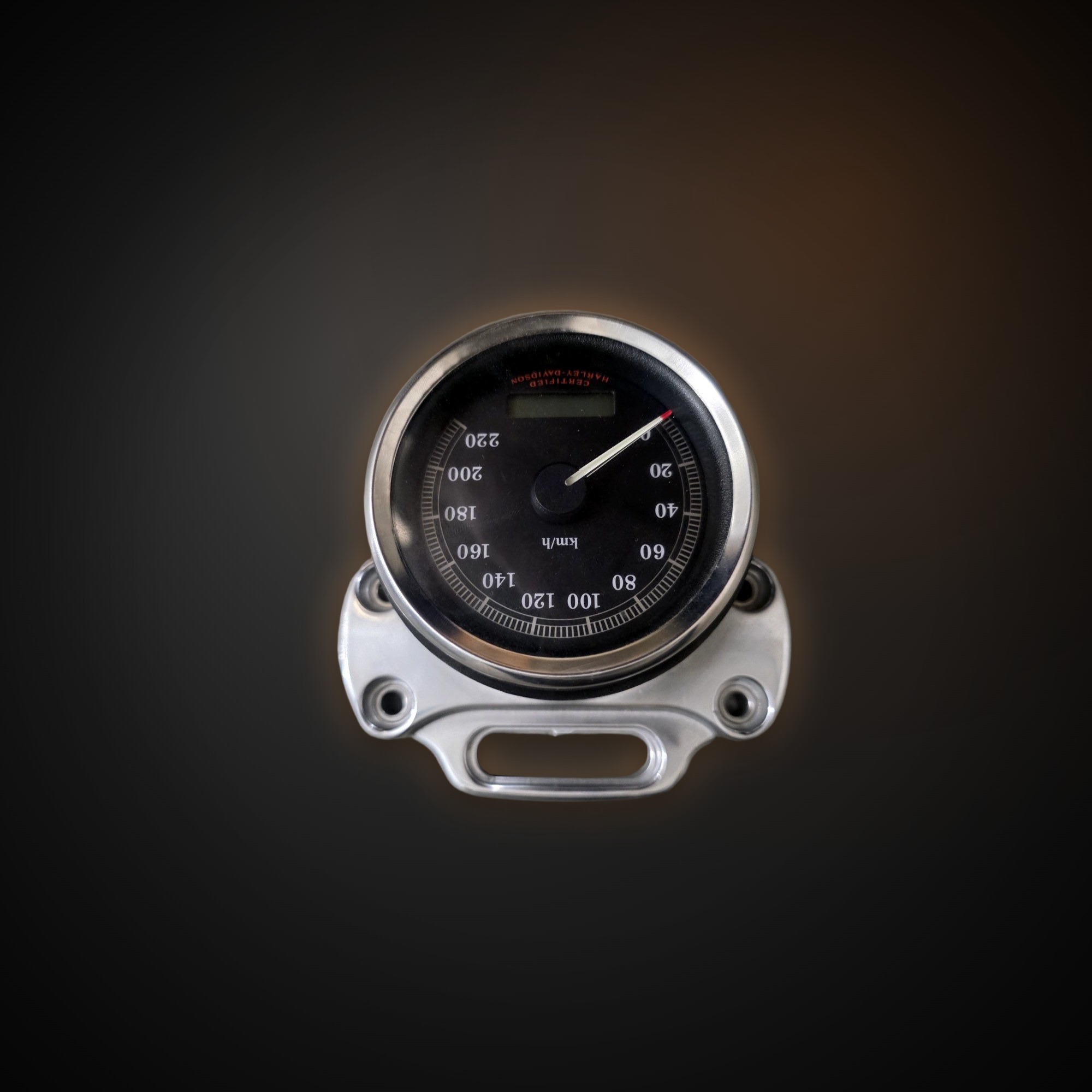 Velocímetro Harley-Davidson Sportster km/h con soporte cromado